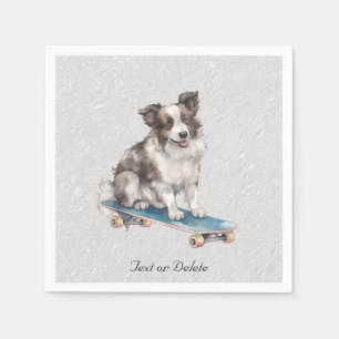 Guardanapo De Papel Watercolor Border Collie Napkins