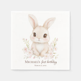 Guardanapo De Papel Watercolor Bunny First Birthday Party Tableware