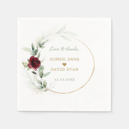 Guardanapo De Papel Watercolor Burgundy Ar Floral Deixa Casamento