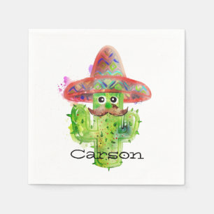 Guardanapo De Papel Watercolor Cactus Art Mustache Sombrero