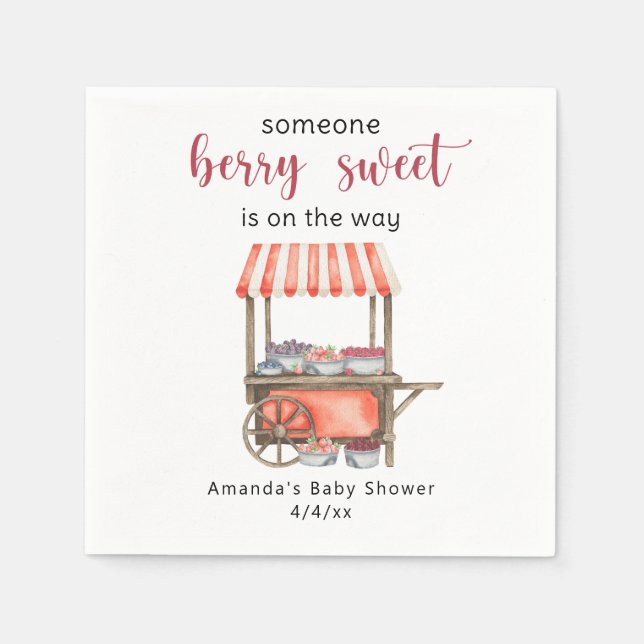 Guardanapo De Papel Watercolor Cart Berries Baby shower (Frente)