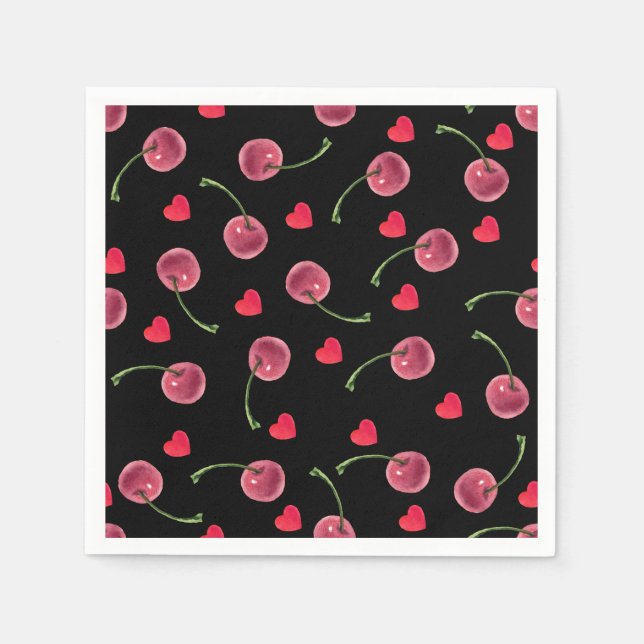 Guardanapo De Papel Watercolor Cherry Heart (Frente)