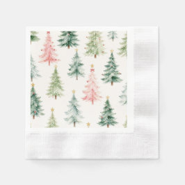 Guardanapo De Papel Watercolor Christmas Trees Pastel Holiday 