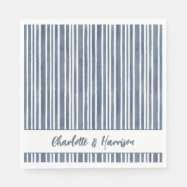 Guardanapo De Papel Watercolor Coastal Seascape Blue Striped Wedding