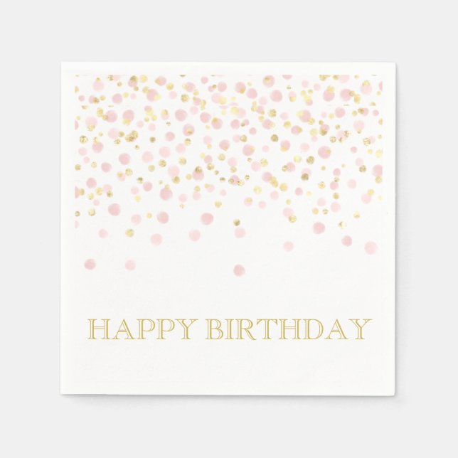 Guardanapo De Papel Watercolor Confetti Happy Birthday Elegant Chic (Frente)