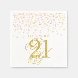 Guardanapo De Papel Watercolor Confetti Olha Quem É 21 Aniversário Ele
