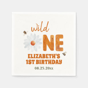 Guardanapo De Papel Watercolor Daisy Wild One primeiro aniversario Gir