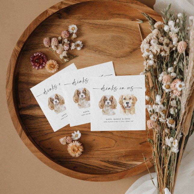 Guardanapo De Papel Watercolor Dog Signature Bebe Casamento Napkins (Criador carregado)