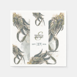 Guardanapo De Papel Watercolor Eucalyptus Deixa Casamento Verde