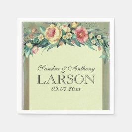 Guardanapo De Papel Watercolor Floral Green & Pink Wedkin