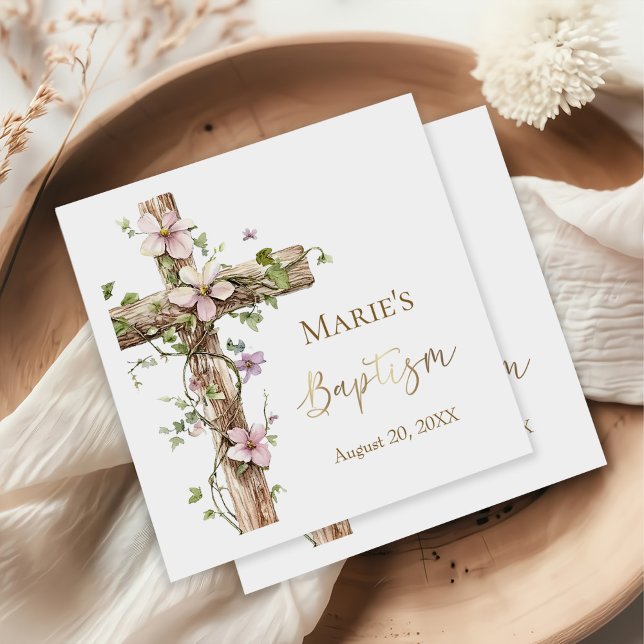 Guardanapo De Papel Watercolor Floral Holy Cross Baptism (Criador carregado)