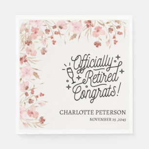 Guardanapo De Papel Watercolor Floral Retirement Party Napkins