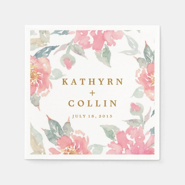 Guardanapo De Papel WATERCOLOR FLORAL WEDDING Janto Napkin (Frente)