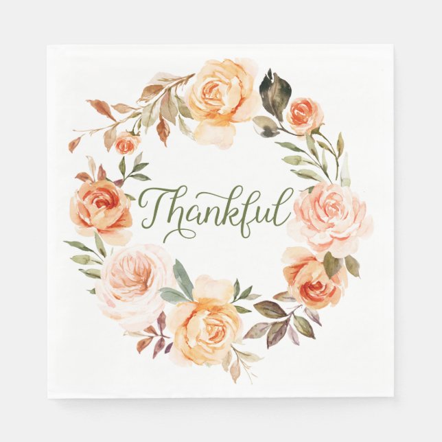 Guardanapo De Papel Watercolor Floral Wreath Luncheon Napkin (Frente)