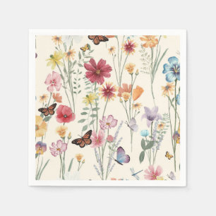 Guardanapo De Papel Watercolor Flores Selvagens Primavera Verão