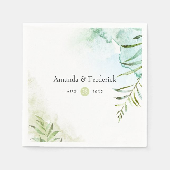 Guardanapo De Papel Watercolor Greenery Wedding (Frente)