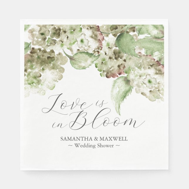 Guardanapo De Papel Watercolor Hydrangea Flowers Wedding Shower (Frente)