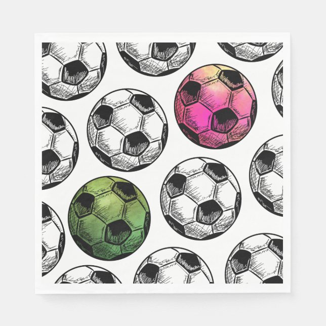 Guardanapo De Papel Watercolor Joint Soccer Party Napkins (Frente)