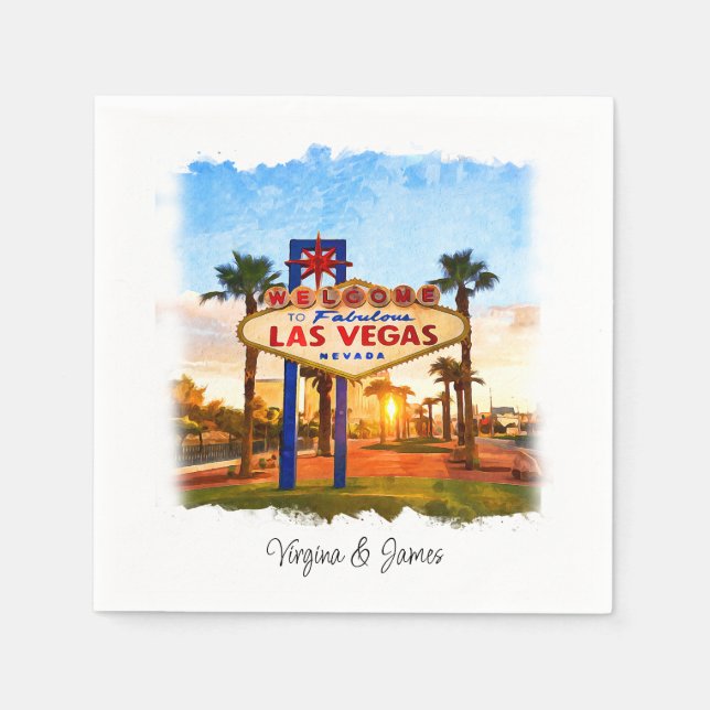 Guardanapo De Papel Watercolor Las Vegas - Sinal Casamento (Frente)