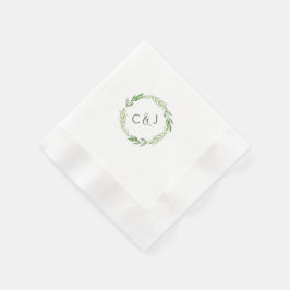 Guardanapo De Papel Watercolor Laurel Wreath Cocktail Napkins