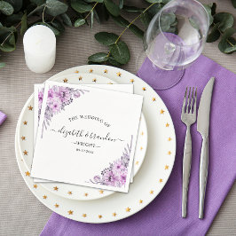 Guardanapo De Papel Watercolor Lavender and Violet Floral Wedding Part