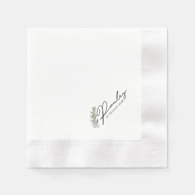 Guardanapo De Papel Watercolor Leaf Wedktail Napkins (Frente)