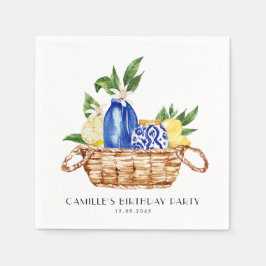 Guardanapo De Papel Watercolor Lemon Mediterranean Basket Birthday
