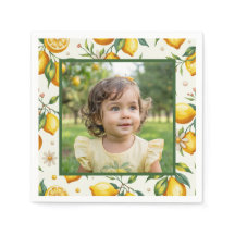 Watercolor Lemon Photo Yellow Toddler Birthday