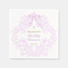 Guardanapo De Papel watercolor lilac crest First Holy Communion
