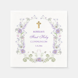 Guardanapo De Papel Watercolor Lilac Flowers Arch First Communes