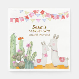 Guardanapo De Papel Watercolor Llama Desert Cactus Fiesta Chá de frald