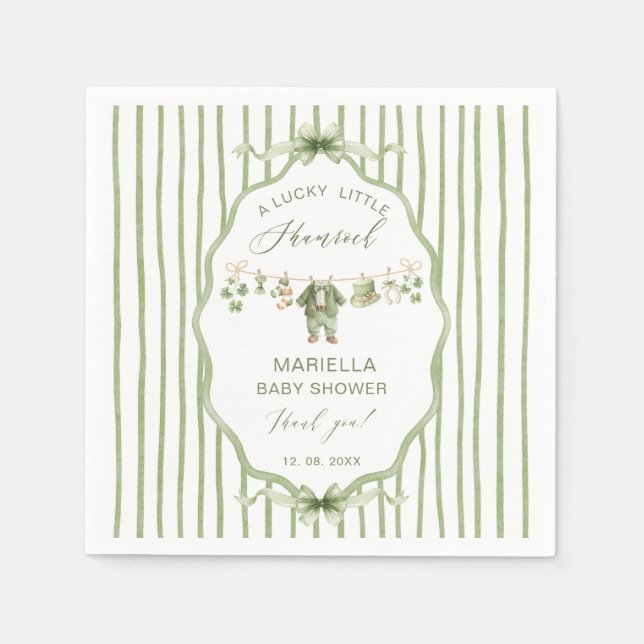 Guardanapo De Papel  Watercolor Lucky Charm Shamrock baby shower (Frente)