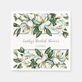 Guardanapo De Papel Watercolor Magnolia Greenery Casamento Napkins