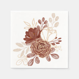 Guardanapo De Papel Watercolor Maroon Dourado Papel Floral Napkins