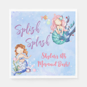 Guardanapo De Papel Watercolor Mermaid Bash Birthday