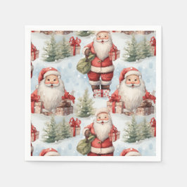 Guardanapo De Papel Watercolor Natal Papai Noel 3 - Papel