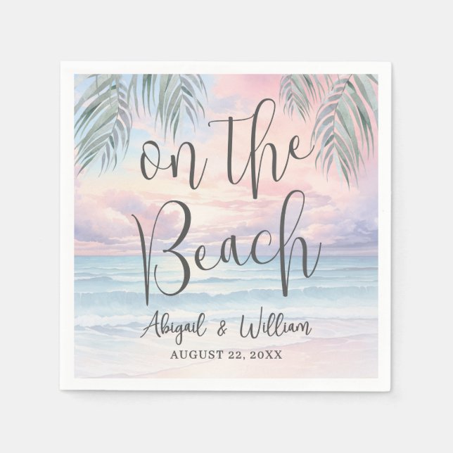 Guardanapo De Papel Watercolor On The Beach Wedding (Frente)