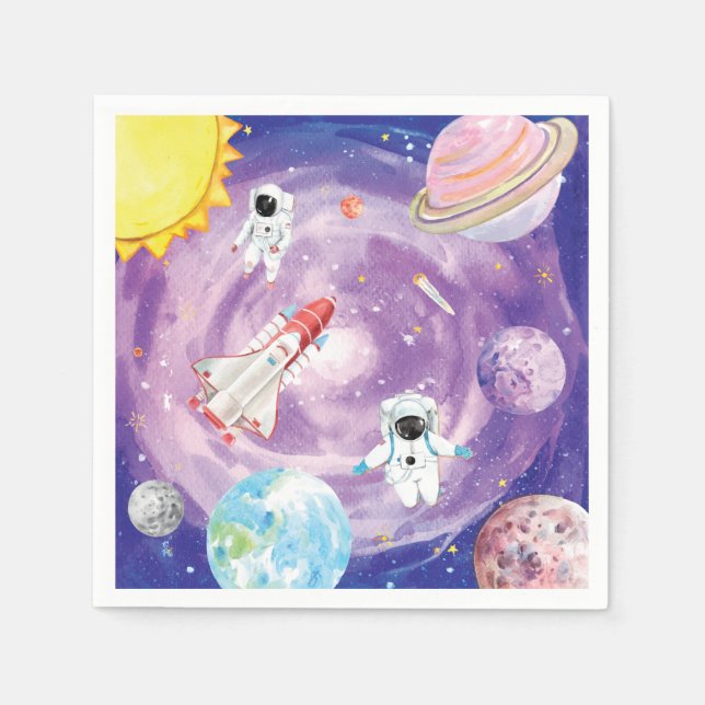 Guardanapo De Papel Watercolor Outer Space Napkins (Frente)