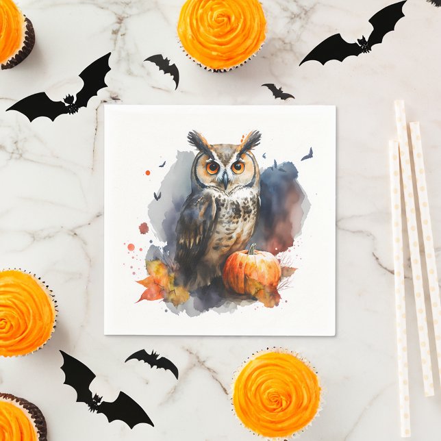 Guardanapo De Papel Watercolor Owl Halloween (Criador carregado)