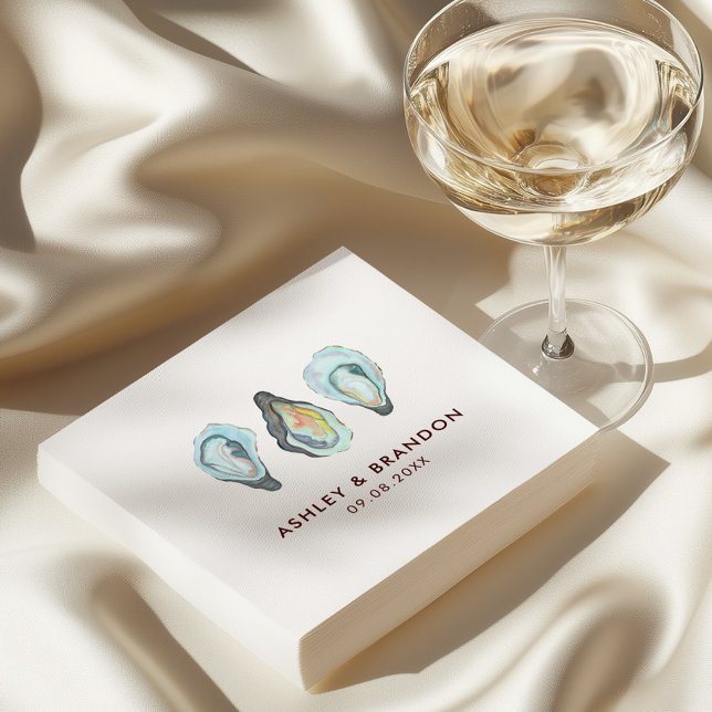 Guardanapo De Papel Watercolor Oyster Coastal Seaside Wedding (Criador carregado)