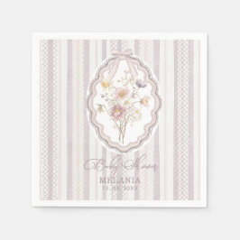 Guardanapo De Papel    Watercolor pastel wildflower bow lace baby show