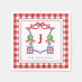 Guardanapo De Papel Watercolor Patriotic American Flag Topiary Crest