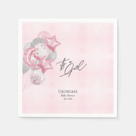 Guardanapo De Papel Watercolor Pink Balloons Its A Girl Baby Shower