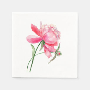 Guardanapo De Papel WATERCOLOR PINO Rosa PEONY Napkins