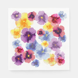 Guardanapo De Papel Watercolor Purple Pansy Pattern Boho Bridal Shower