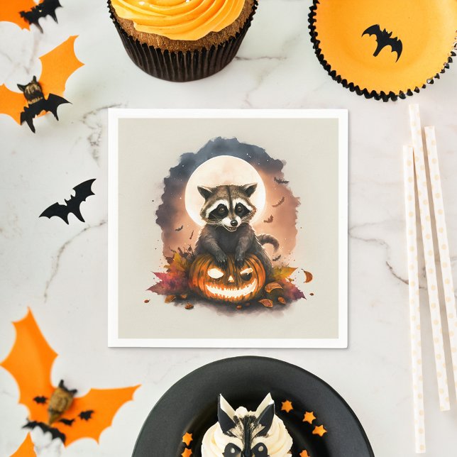 Guardanapo De Papel Watercolor Raccoon Halloween (Criador carregado)