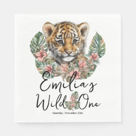 Guardanapo De Papel Watercolor Safari Wild One Baby Tiger Cub Aniversá