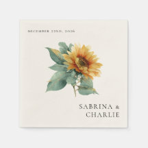 Watercolor Sunflower Rustic Floral Wedding