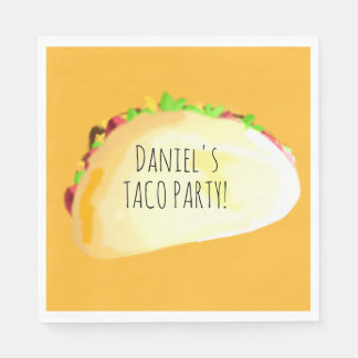 Guardanapo De Papel Watercolor Taco Party Birthday