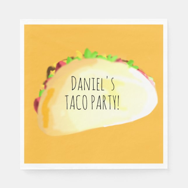 Guardanapo De Papel Watercolor Taco Party Birthday (Frente)